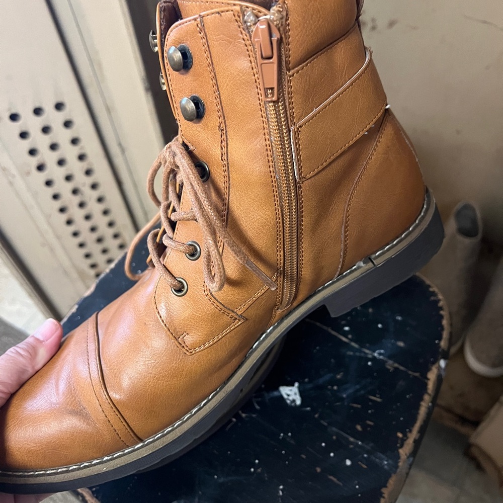 Vepose Mens Ankle Boots Low Heel Lace up Boot Size 9.5 Brown - Picture 3 of 8